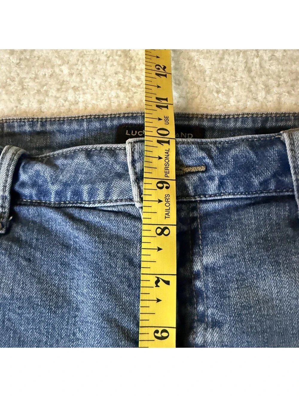 Lucky Brand The Roll Up Women’s Denim Shorts Size 12/31 Distressed Blue Jean